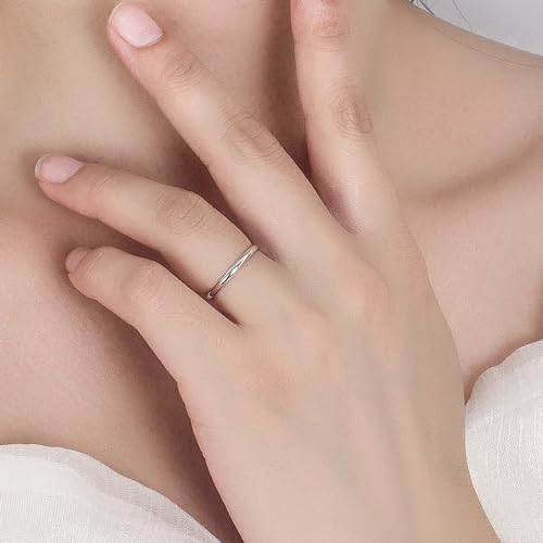 Dankadi Simple Fashion S925 Sterling Silver Ring Smooth Plain Dome Comfort Solid Silver Wedding Ring For Men & Women 3.5 mm 3-13# 24k Real Gold Plated Jewelry - color: 2MM Silver