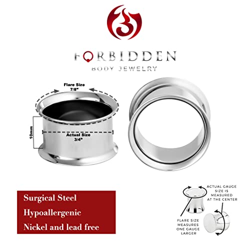 Forbidden Body Jewelry Ear Gauges, Ear Tunnels, Tunnels For Ears, Surgical Steel Mirror Finish Double Flared Tunnel Plug Earrings - style: 2pcs: 19mm (3/4")