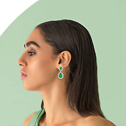 Spinningdaisy Clip On Earrings for Women | Non Pierced Earrings for Wedding - color: Tear Drop Aqua