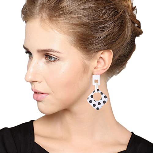 ONLYJUMP Exaggerated Geometry Earrings Acrylic Round Square Triangle Heart Dangle Earrings for Women Multilayer Bohemia Earrings Classic Retro Minimalist Earrings Statement Jewelry - color: White A