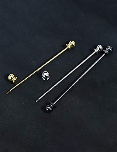 3PCS Classic Ball Head Brass Shirt Collar Bar Tie Pins Set for Men Wedding Business with Gift Box - color: Barbell Head