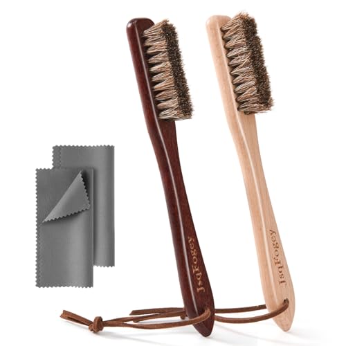 Horsehair Silver Cleaning Brush Set - 2PCS Premium Detailing Brush & Polishing Cloth for Silverware, Jewelry, Plateware & Sterling Silver (Style A)