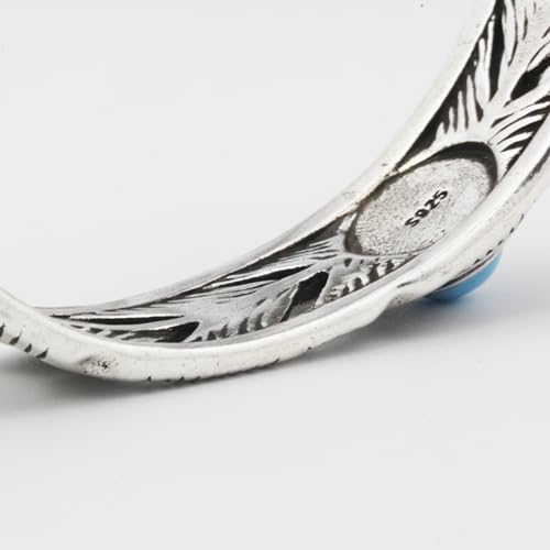 Innocence S925 Silver-Plated Antique Wide Feather Cuff Bracelet For Men Women Adjustable Retro Twisted Feathers Bracelets Gift Jewelry - color: Wide Feather