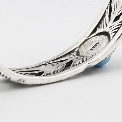 Innocence S925 Silver-Plated Antique Wide Feather Cuff Bracelet For Men Women Adjustable Retro Twisted Feathers Bracelets Gift Jewelry - color: Wide Feather