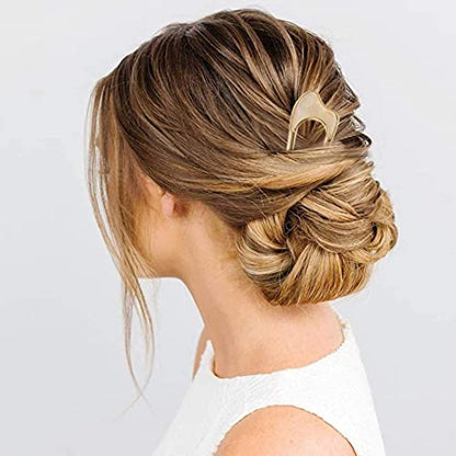 U-Shaped Hair Pins Metal Vintage Hair Sticks French Hair Pin Hairstyle Chignon for Women, 2PCS-Style 1