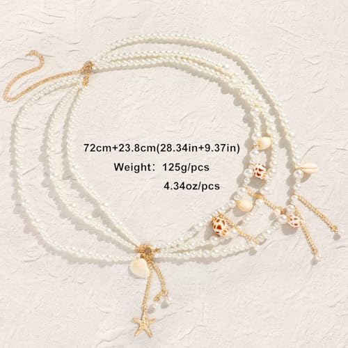 XZQTIVE Starfish Pearl Waist Chain Belts for Women Mermaids Seashell Pearl Belly Chain Gold Pirate Rave Festival Summer Bikini Beach Jewelry Accessories - style: Starfish-6