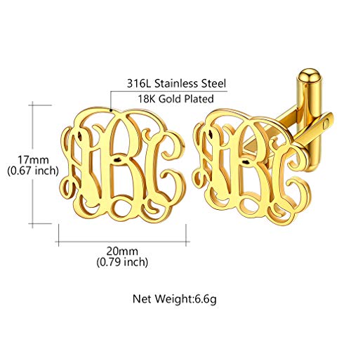 Custom4U Custom Photo Cufflinks for Men Father of the Bride Gifts - color: E-Monogram-Gold