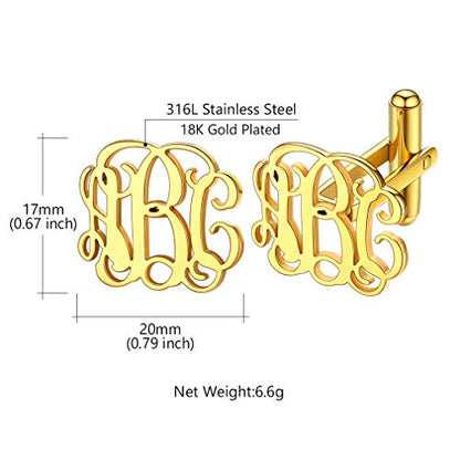 Custom4U Custom Photo Cufflinks for Men Father of the Bride Gifts - color: E-Monogram-Gold