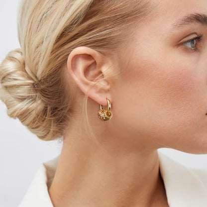 Milan Chiva 14K Gold Plated Small Huggie Dangle Earrings | Lightweight Trendy Heart Dainty Jewelry Hypoallergenic Chunky Gold Hoops Earrings Jewelry Mothers Day Gift for Women - color: A-Gold