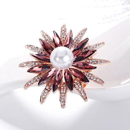 seven wolves Women Crystal Bouquet Brooch Pin All-Match Accessories Rhinestone Brooches and Pins - color: Champagne D