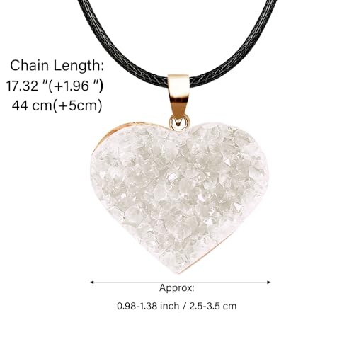 Natural Raw Crystal Necklace for Women Irregular Stone Necklaces Spiritual Gemstone Pendant with Adjustable Rope - color: C-Clear Quartz cluster