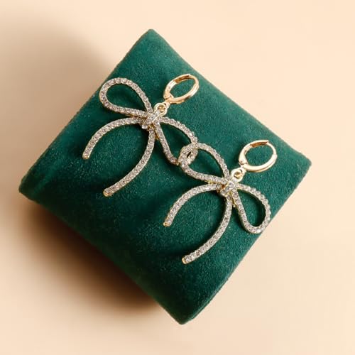 Pearl Bow Earrings for Women Coquette Aesthetic Jewelry Rhinestone Bow Earrings for Bridesmaids Wedding Party Accessories Bridal Costume Accents Bowknot Themed Gifts - color: K3: Bow Hoop Earrings
