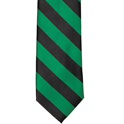 tiemart Men's Striped Tie Standard Length - color: Kelly Green and Black