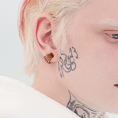 Casvort 2 PCS Hypoallergenic 316 Stainless Steel 00G/3/4'' Stacked Ring Cuffs for Stretched Lobe Ear Gauges Plugs Ear Tunnels Stretcher Earring Studs Clip on Cartilage Body Piercing Jewelry - color: Rose Gold 10mm (00g)