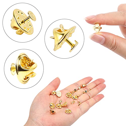 JANYUN 120 Pairs Butterfly Clutch Tie Tacks Safty Secure Pin Back | Gold Holder Clasp Lock Backings,Replacement with 8mm Length 4mm Width Blank Pin for Brooch Lapel Enamel Craft Making - color: Gold, size: 4mm