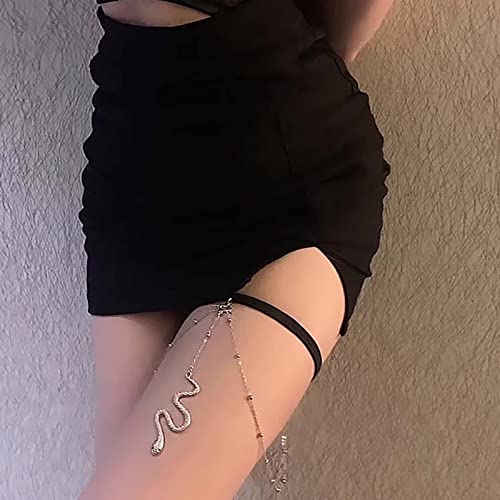 Snake Thigh Chain for Women, Medusa Serpent Garter Leg Jewelry, Gothic Leg Accessories for Halloween Costume, Festival Fashion - style: B Silver Snake Thigh Chain