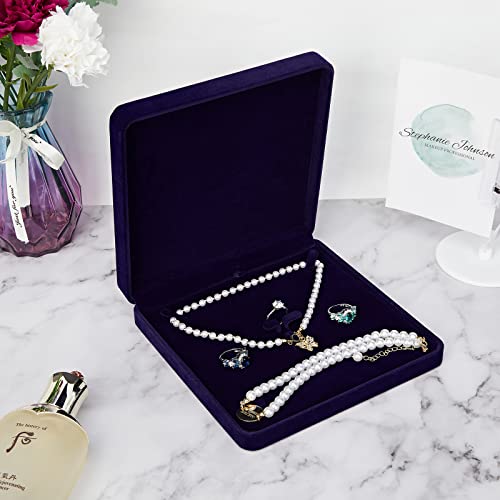 LETURE Velvet Jewelry Set Box, Velvet Gift Box for Bracelet Necklace Earring Ring (Blue) - color: Blue