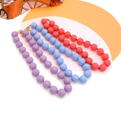 JNF Chunky Beaded Necklaces Women Large Big Ball Bead Choker Necklace Bold Statement Beads jewelry Gift - color: light blue