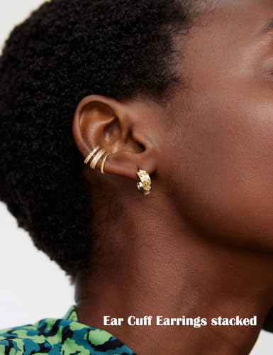 LOLIAS 12Pcs Ear Cuffs Non Piercing - 14K Gold Plated Ear Cuff Earrings for Women Adjustable Earring Cuffs for Non Pierced Ears Clip on Cartilage Earring Fake Earrings Set - color: 14K Gold Plated