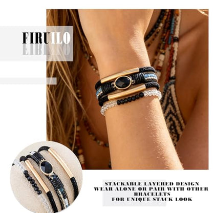 Charm Bracelet Silver Cartoon Friendship Bracelets Stainless Steel Adjustable Bangles for Women Blue - color: B-Black