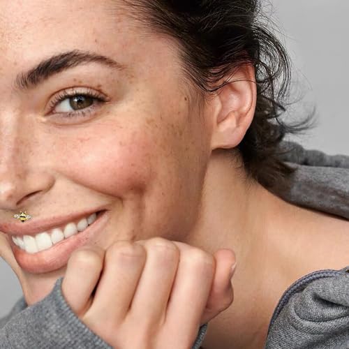 Cute Honeybee Cartilage Labret Monroe Stud Earrings 316L Surgical Stainless Steel Crystal Cubic Zirconia Bee Tragus Conch Helix Studs Lip Nose Rings Fashion Body Piercing Bar 6mm 8mm Length Jewelry Gifts for Women Girls 16G - color: 6mm