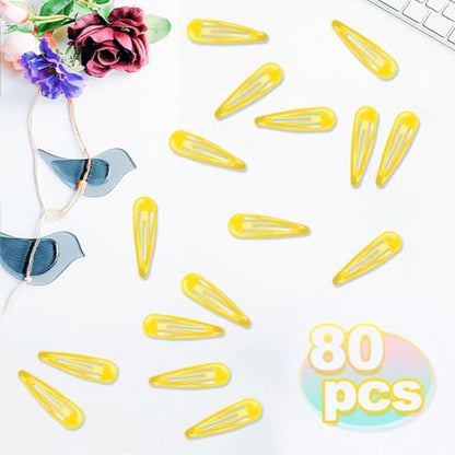 ELANE 80 Pcs Metal Snap Hair Clips for Women,Small Snap Barrettes for Women Girls Thick Fine Hair (Yellow) - color: Yellow