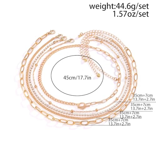 Otxas Layered Gold Necklaces for Women Non Tarnish Chunky Necklace | Stacked Necklaces for Women Heart Pendant Toggle Necklace Paperclip Chain Necklaces for Daily Wear, Party, Gift - style: Style 8