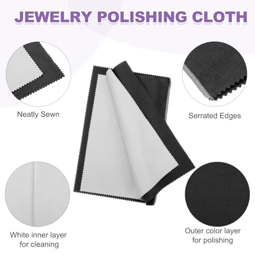 PATIKIL 5.9"x7.9" Jewelry Cleaning Cloth, 2 Pack Double-Sided Fleece Polishing Cloth for Gold, Silver and Jewelry, Black - color: Black, size: 5.9"x7.9"