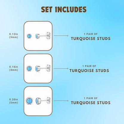 3 Pairs Mini Hoop Earrings Set Turquoise Cubic Zirconia Huggie Hoop Cartilage Earring Ear Cuff for Women (Turquoise/CZ) - color: *Turquoise-D