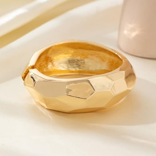 YMBYCM Gold Chunky Bangle Bracelets for Women | Trendy Wide Chunky Cuff Bracelets Wrap Bracelet Fashion Jewelry Accessories - color: Gold-2