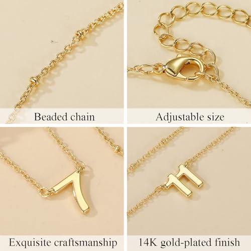 Number Necklace for Women, 14K Gold Plated Layered Chain Number Pendant Jewelry Gifts for Sister Mom Girlfriend Daughter - style: Number-10
