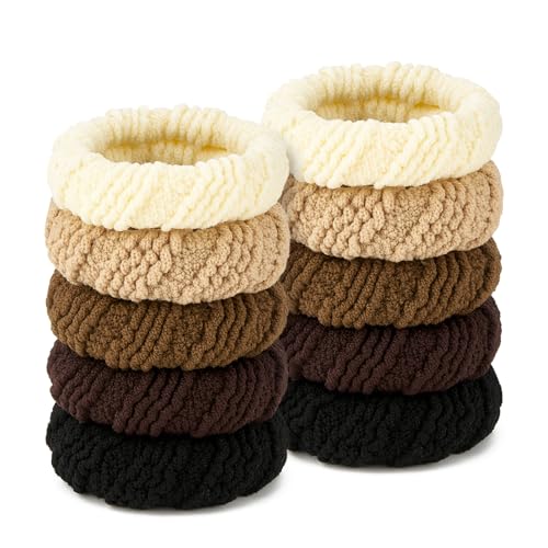 QIUTIMIY 10 Pcs No Damage Hair Ties Thick Hair Elastic Rubber Bands Hair Accessories Scrunchies Seamless for Women - color: Style 10