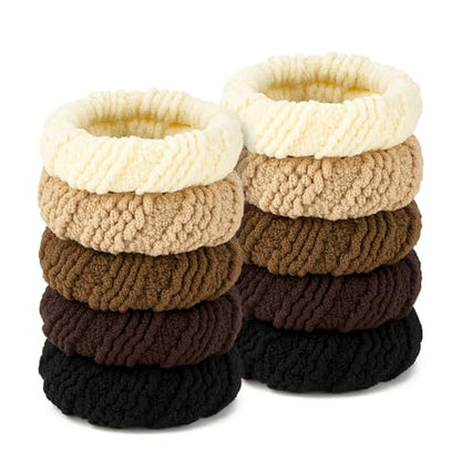 QIUTIMIY 10 Pcs No Damage Hair Ties Thick Hair Elastic Rubber Bands Hair Accessories Scrunchies Seamless for Women - color: Style 10