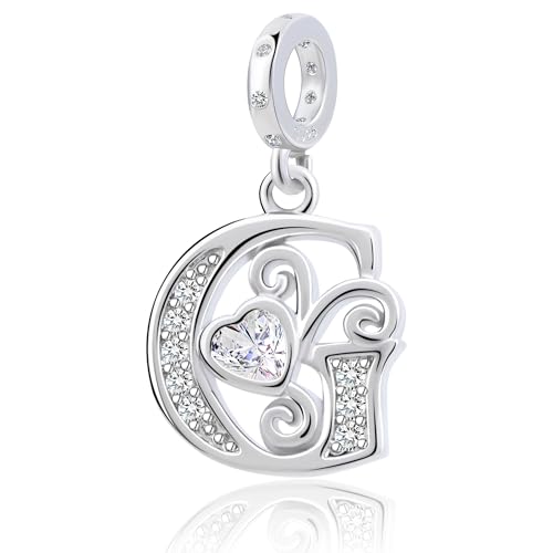 925 Sterling Silver Letter Charms for Pandora Bracelets Silver Letter A Alphabet Charm Initial Dangle Charms Beads Jewelry Gift for Women - style: Dangle Letter Charm G