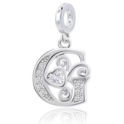 925 Sterling Silver Letter Charms for Pandora Bracelets Silver Letter A Alphabet Charm Initial Dangle Charms Beads Jewelry Gift for Women - style: Dangle Letter Charm G