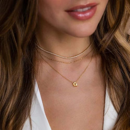 Initial Necklaces for Women Bubble Gold Silver Letter Necklace Dainty Personalized Charm Pendant Name Necklace Cute Non Tarnish Fashion Accessories Teen Gift Trendy Stuff Jewelry Gifts - color: Gold, style: G