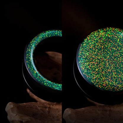 4PCS Shiny Glitter Resin Gauges Stainless Steel Ear Tunnels and Plugs Light blue Green Pink and Dark brown Glitter Colorful Ear Gagues Screw Fit Expander Stretcher Piercings - color: ZS8019H, size: 25mm(1")