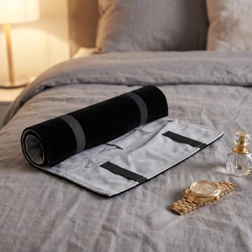 YARNOW Jewelry Roll Bag for Necklaces Bracelet Bangle and Trinket Soft Velvet Organizer Roll Up Travel Size Storage Case Ideal for Daily Commute