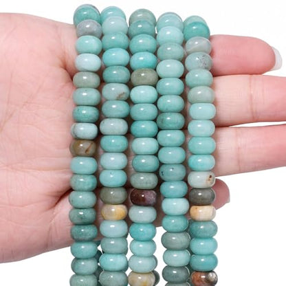 Songxi 5x8mm Natural Blue Amazonite Beads, 75PCS Spacer Round Loose Abacus Beads for Jewelry Making, Gemstone for Bracelet Necklace Earrings, Arts and Crafts - color: Blue Amazonite