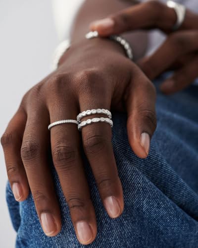 TOBENY Gold Engagement Rings for Women Non Tarnish 14K Gold Plated Stackable Cubic Zirconia Wedding Bands Ring Dainty Promise Love Eternity Stacking Thumb Ring Set Gold Bridal Rings Size 6 7 8 9 10 - color: B-3Pcs Silver Wedding Cubic Zirconia Rings