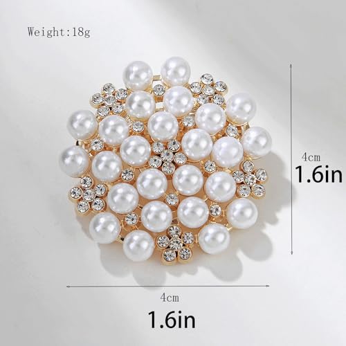 Delicate Pearl Crystal Brooch Pins for Women Girls Dance Balls Wedding Bridal Jewelry - color: A Silver