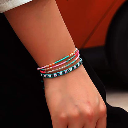 SUMMER LOVE Boho Bohemian Beaded Anklet Bracelets for Women Unique Colorful Pretty Beach Anklet,Handmade