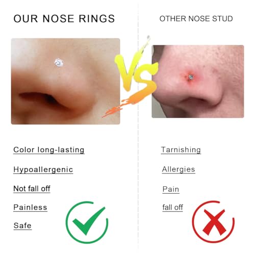 8Pcs Nose Rings Studs Set for Women Men: Hypoallergenic G23 Titanium/316L Surgical Stainless Steel Nose Studs, Nickel-free Lead-free L Shaped Corkscrew Nose Piercing Jewelry CZ 1.5mm 2mm 2.5mm 3mm - style: 4pcs 18G Silver-Multi Shape - Stainless Steel