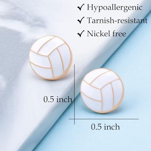 Gold Stud Earring Gifts For Teens Women Hypoallergenic Golf Baseball Football Basketball Soccer Volleyball Sport Earrings For Women - color: volleyball earring