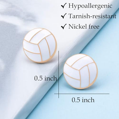 Gold Stud Earring Gifts For Teens Women Hypoallergenic Golf Baseball Football Basketball Soccer Volleyball Sport Earrings For Women - color: volleyball earring