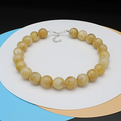 JNF Chunky Beaded Necklaces Women Large Big Ball Bead Choker Necklace Bold Statement Beads jewelry Gift - color: gemstone necklace Brown