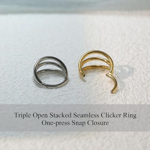 FUNLMO Conch Helix Tragus Rook Daith Piercing Jewelry Triple Hoop Nose Ring Septum Ring Nose Ring Cartilage Hoop Earring 316L Surgical Steel Nose Hoop Lip Ring 16G 10mm Rose Gold