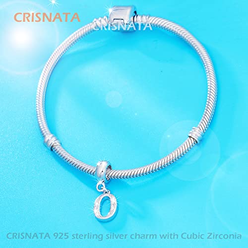 26 Letter Pendant Charms, Polished 925 Sterling Silver Complete Initial A-Z Dangling CZ Stone Alphabet Beads, fits European Bracelet Necklace, Gift for Mother/Father/Daughter/Son/Sister/Aunt - color: Letter O CZ Pendant Charm
