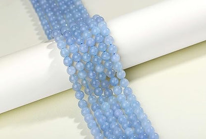 LAIDANLA Aquamarine 6mm Natural Stone Beads Round Loose Gemstone Stone Beads for DIY Bracelet Necklace Earrings Jewelry Making Polishing Genuine Real Beading Crystal 96PCS 2 Strand 32" - color: L-Aquamarine, size: 6mm