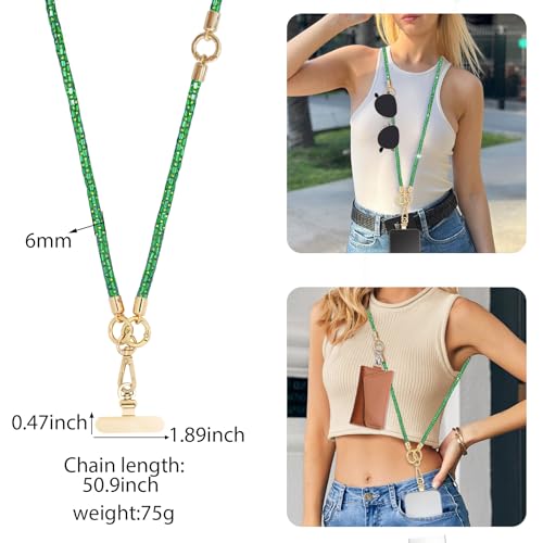 Crystal Cell Phone Strap Crossbody, Green - color: Green